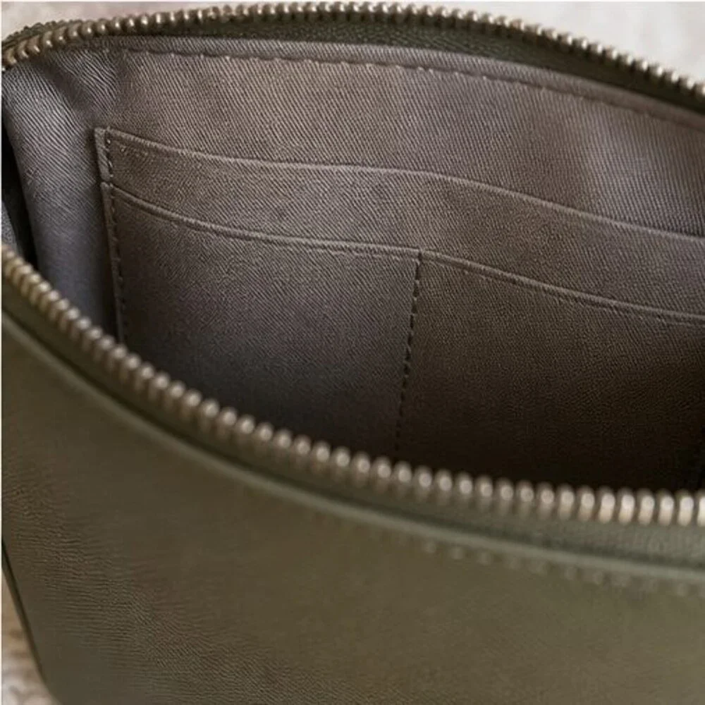 Olive Saffiano Crossbody Bag